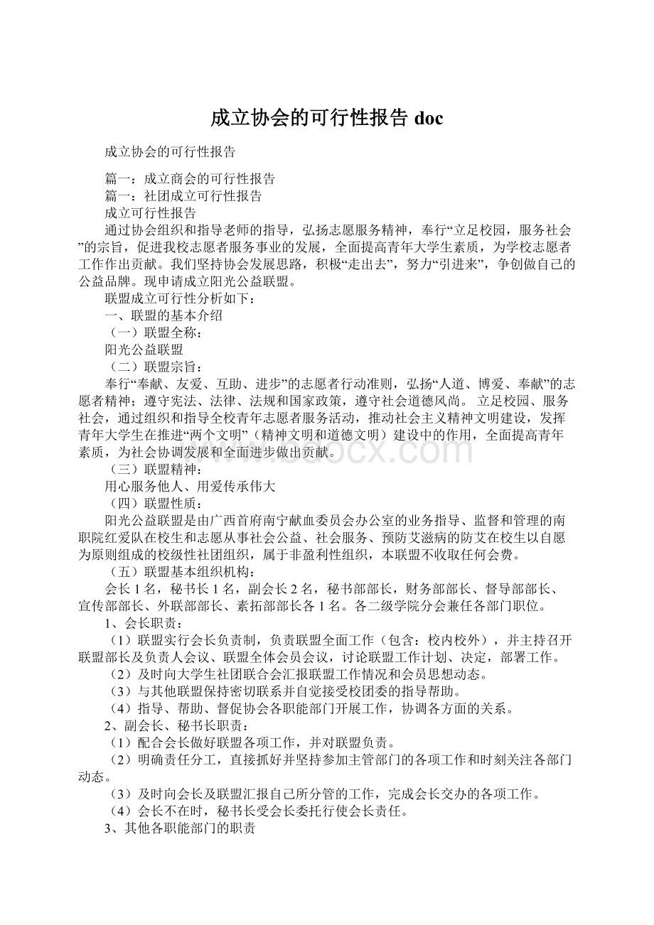 成立协会的可行性报告doc文档格式.docx