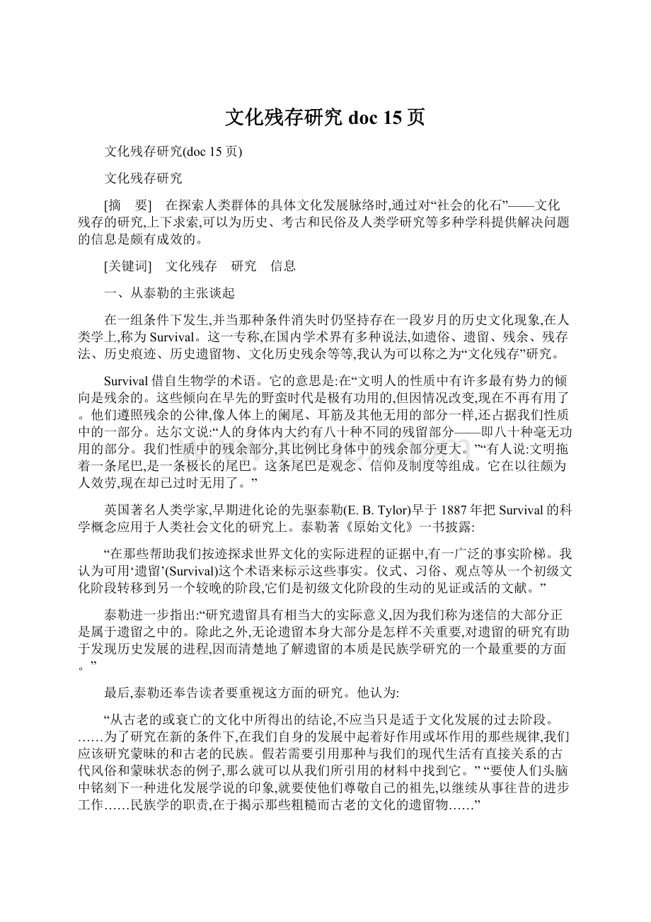 文化残存研究doc 15页Word格式.docx