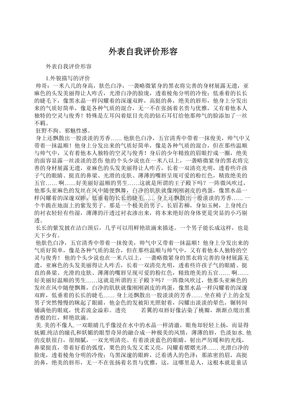 外表自我评价形容Word下载.docx_第1页