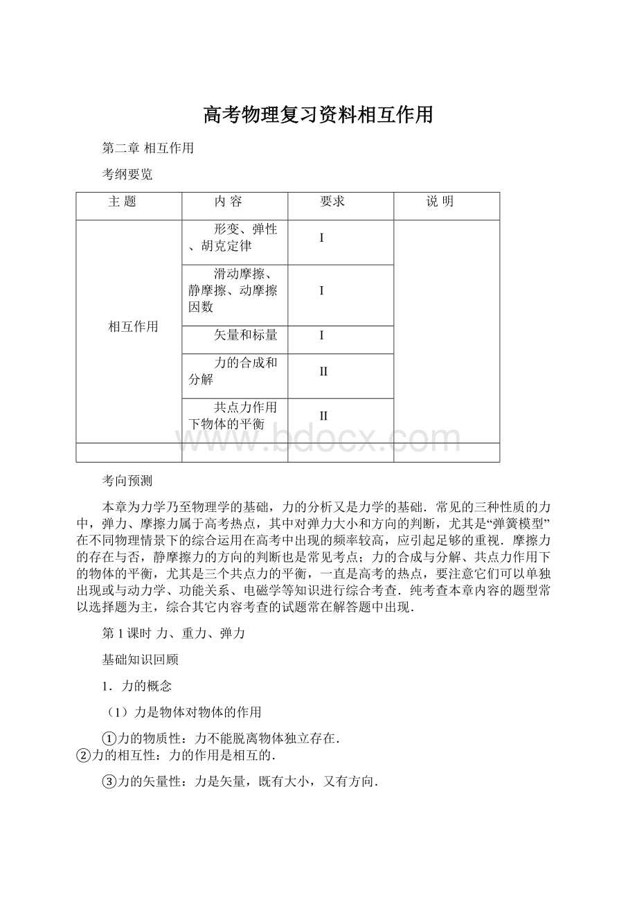 高考物理复习资料相互作用Word下载.docx