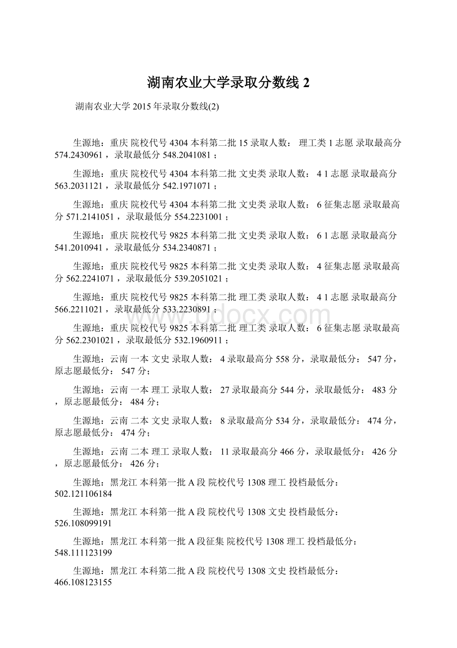 湖南农业大学录取分数线2Word文档格式.docx_第1页