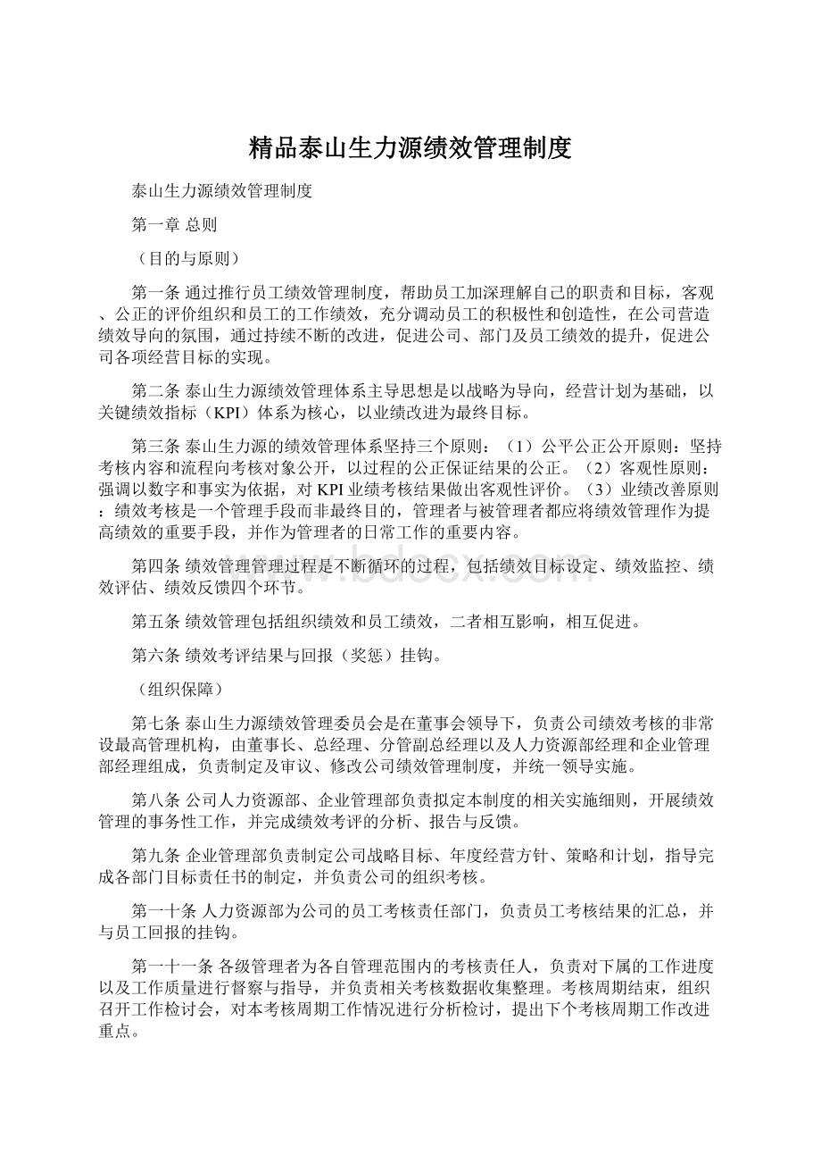 精品泰山生力源绩效管理制度.docx_第1页