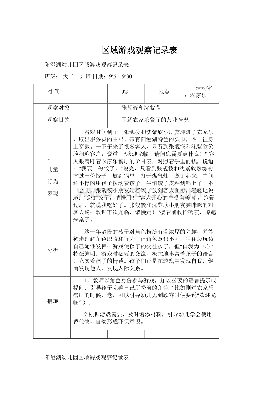 区域游戏观察记录表.docx_第1页