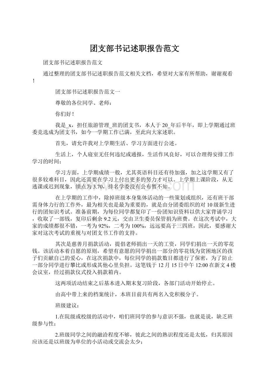 团支部书记述职报告范文.docx