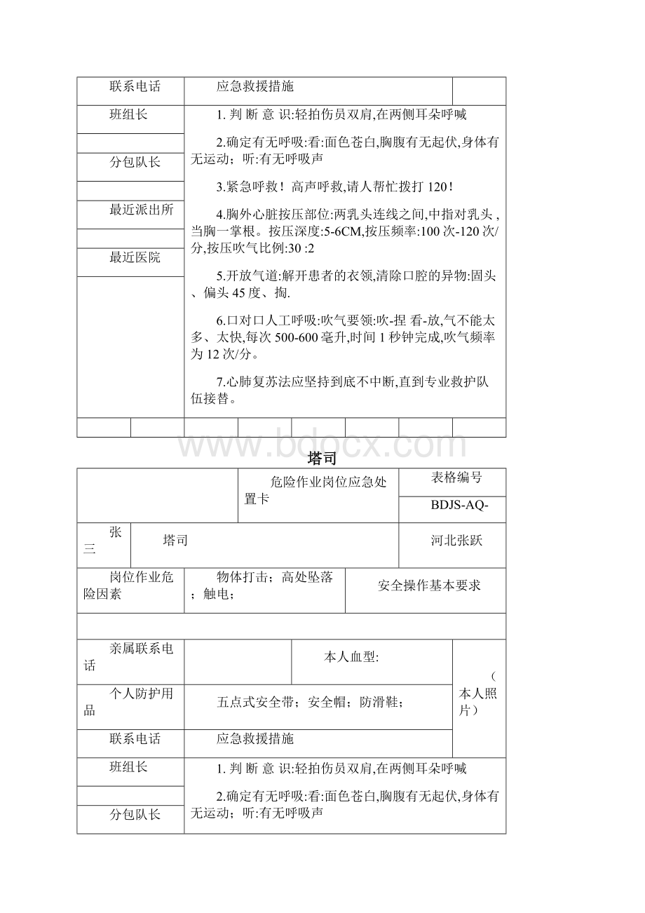 关键岗位应急处置卡Word格式文档下载.docx_第3页