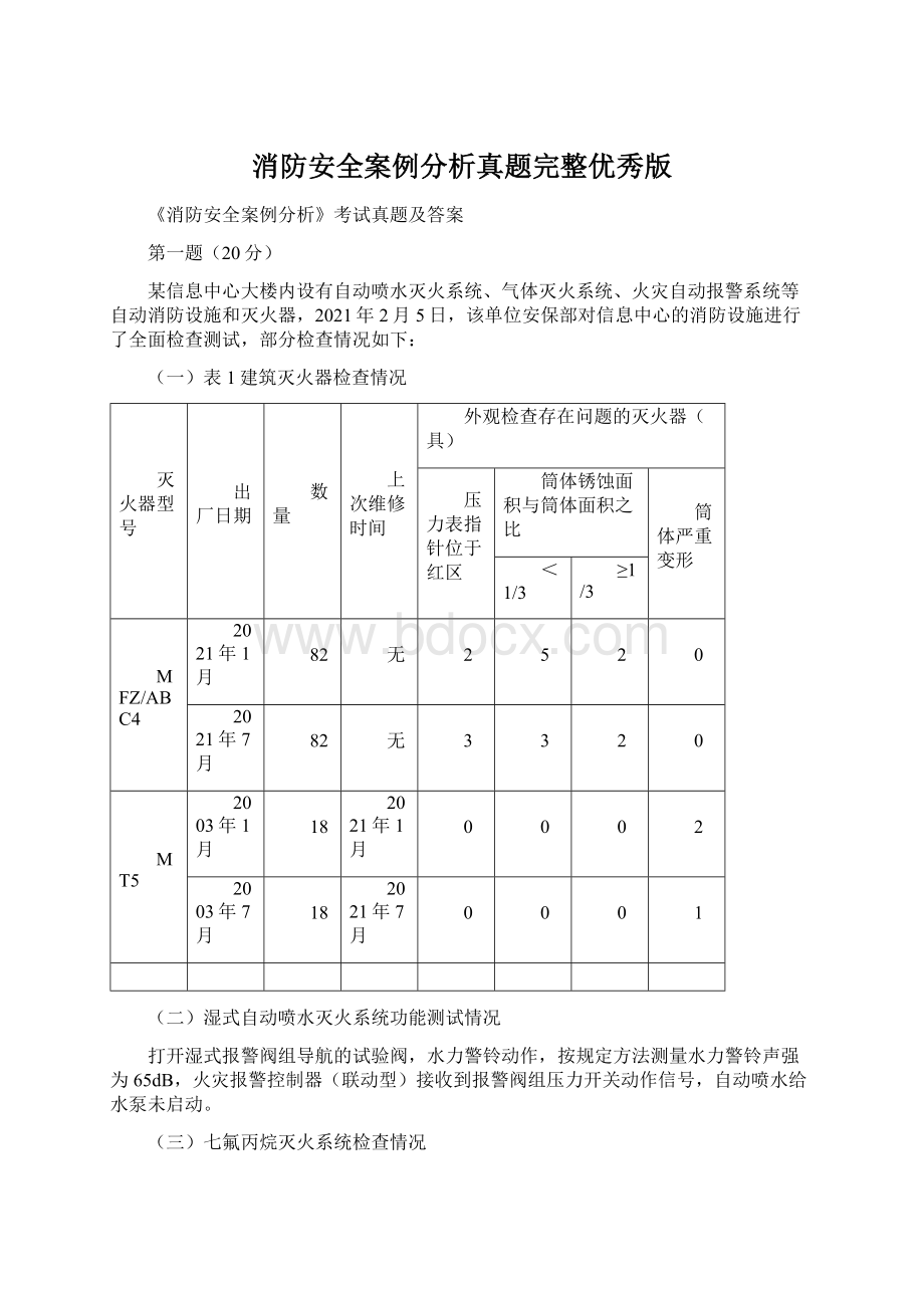 消防安全案例分析真题完整优秀版.docx