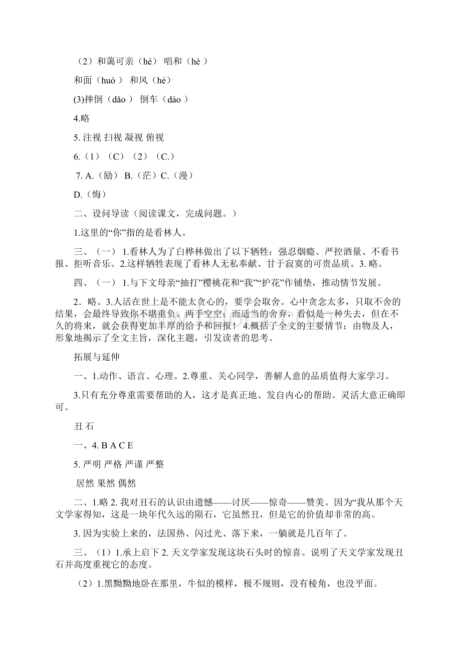 北师大版六年级语文上册学案参考答案.docx_第3页