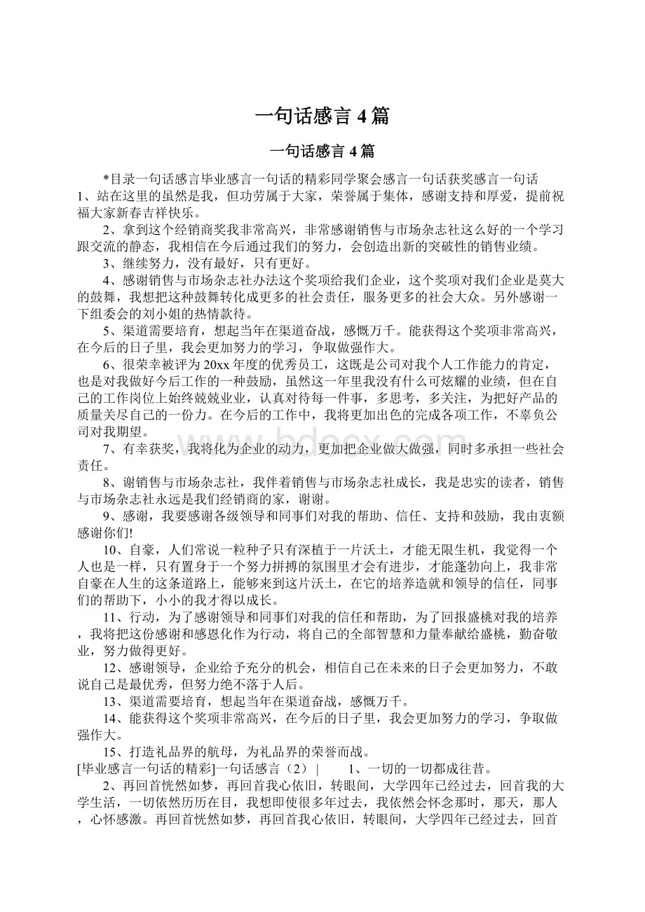 一句话感言4篇文档格式.docx_第1页