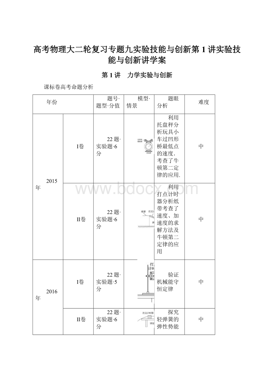 高考物理大二轮复习专题九实验技能与创新第1讲实验技能与创新讲学案.docx_第1页