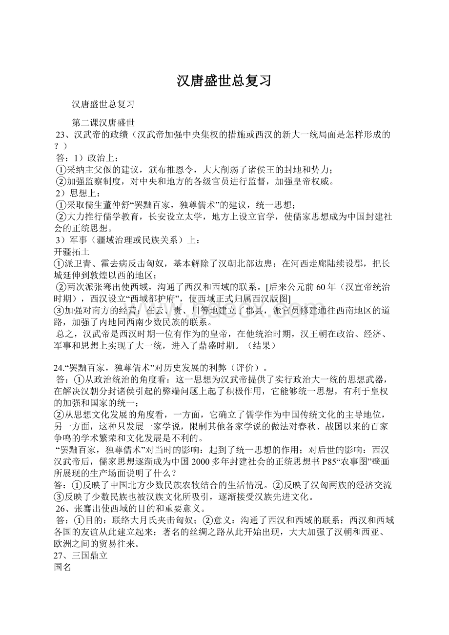 汉唐盛世总复习Word文档下载推荐.docx