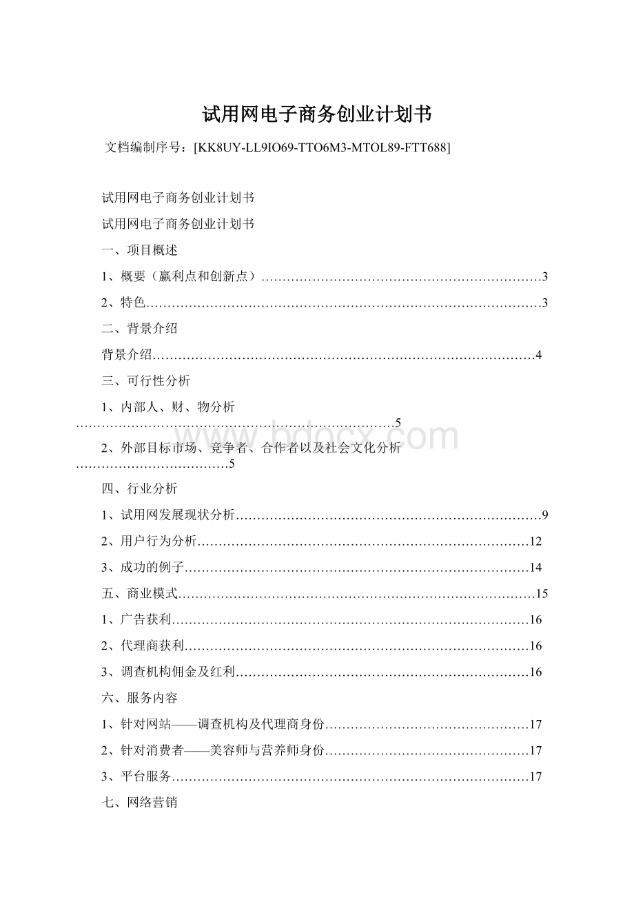 试用网电子商务创业计划书.docx_第1页