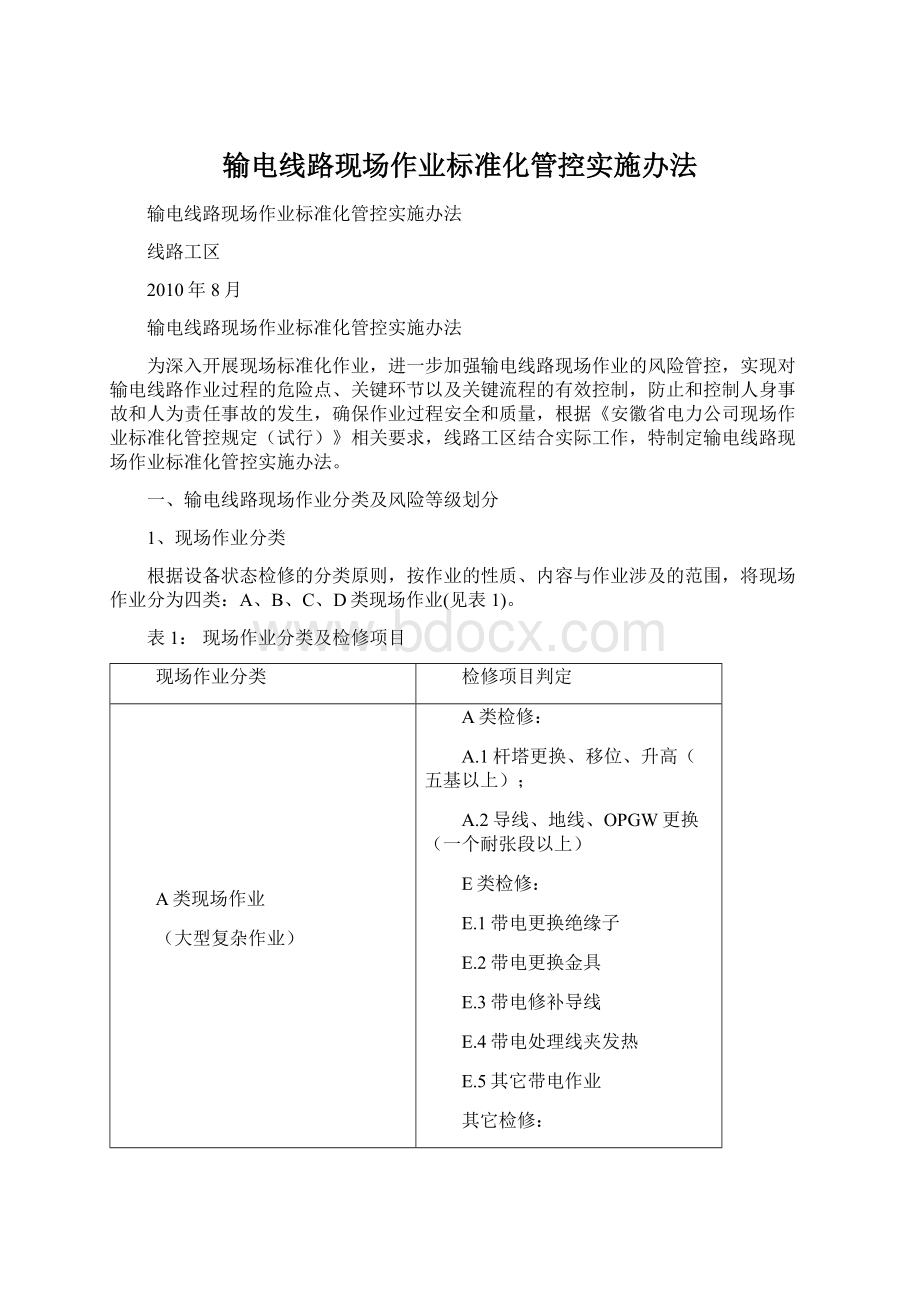 输电线路现场作业标准化管控实施办法.docx_第1页