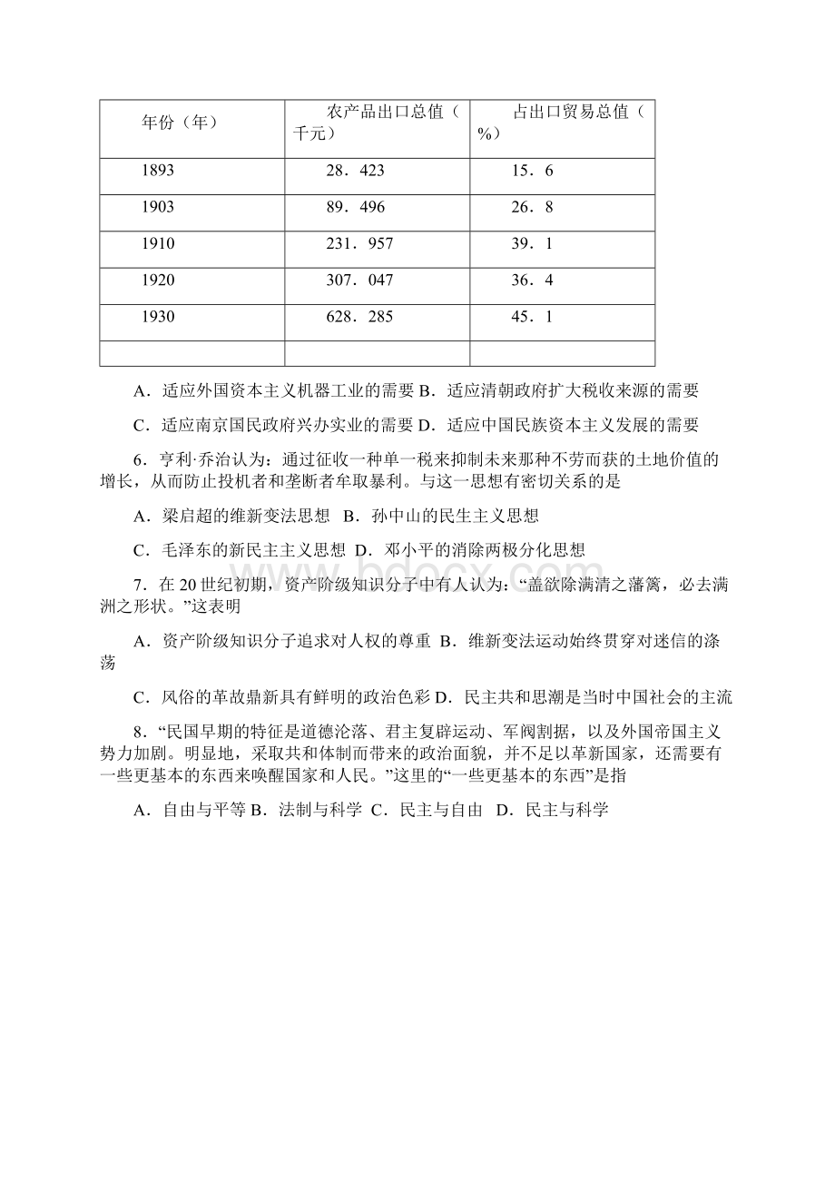 江苏省常州市教育学会届高三上学期学业水平监测历史试题.docx_第2页