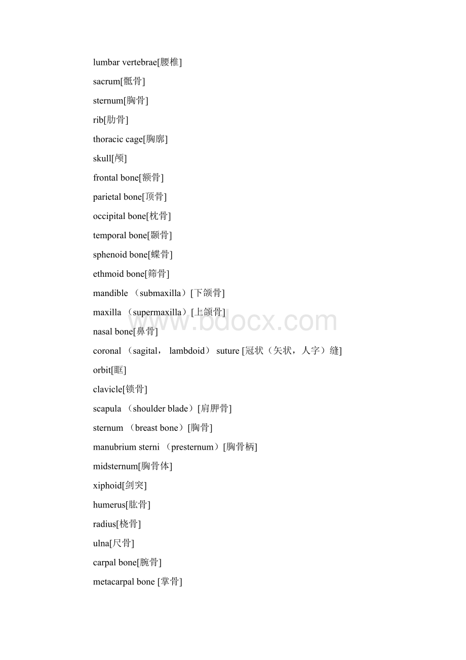 医学英语常用解剖术语Word格式文档下载.docx_第2页