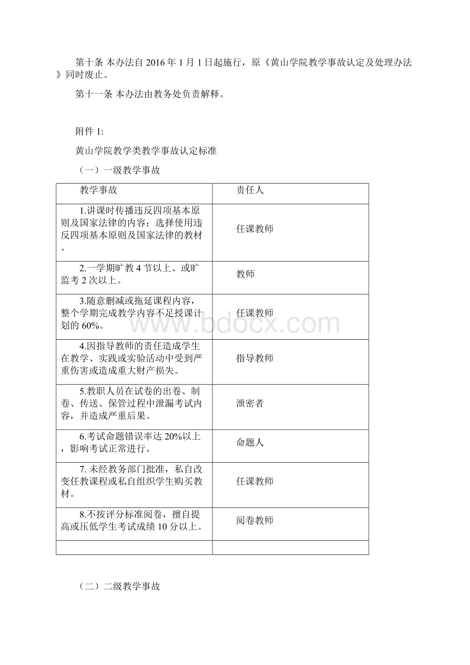 黄山学院教学事故认定及处理办法Word格式文档下载.docx_第2页