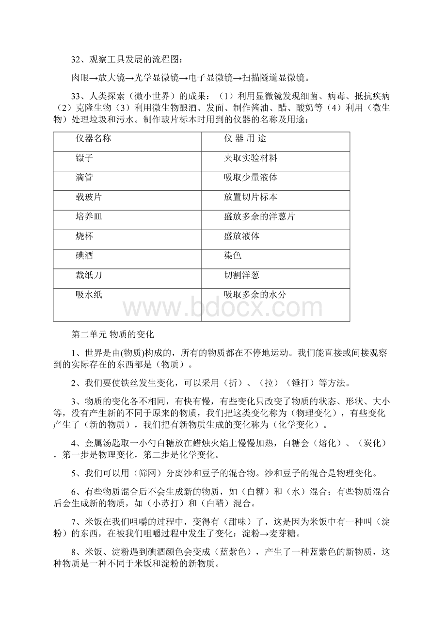 科教版小学六年级下册科学总复习资料各单元知识点50308教学文案Word格式.docx_第3页