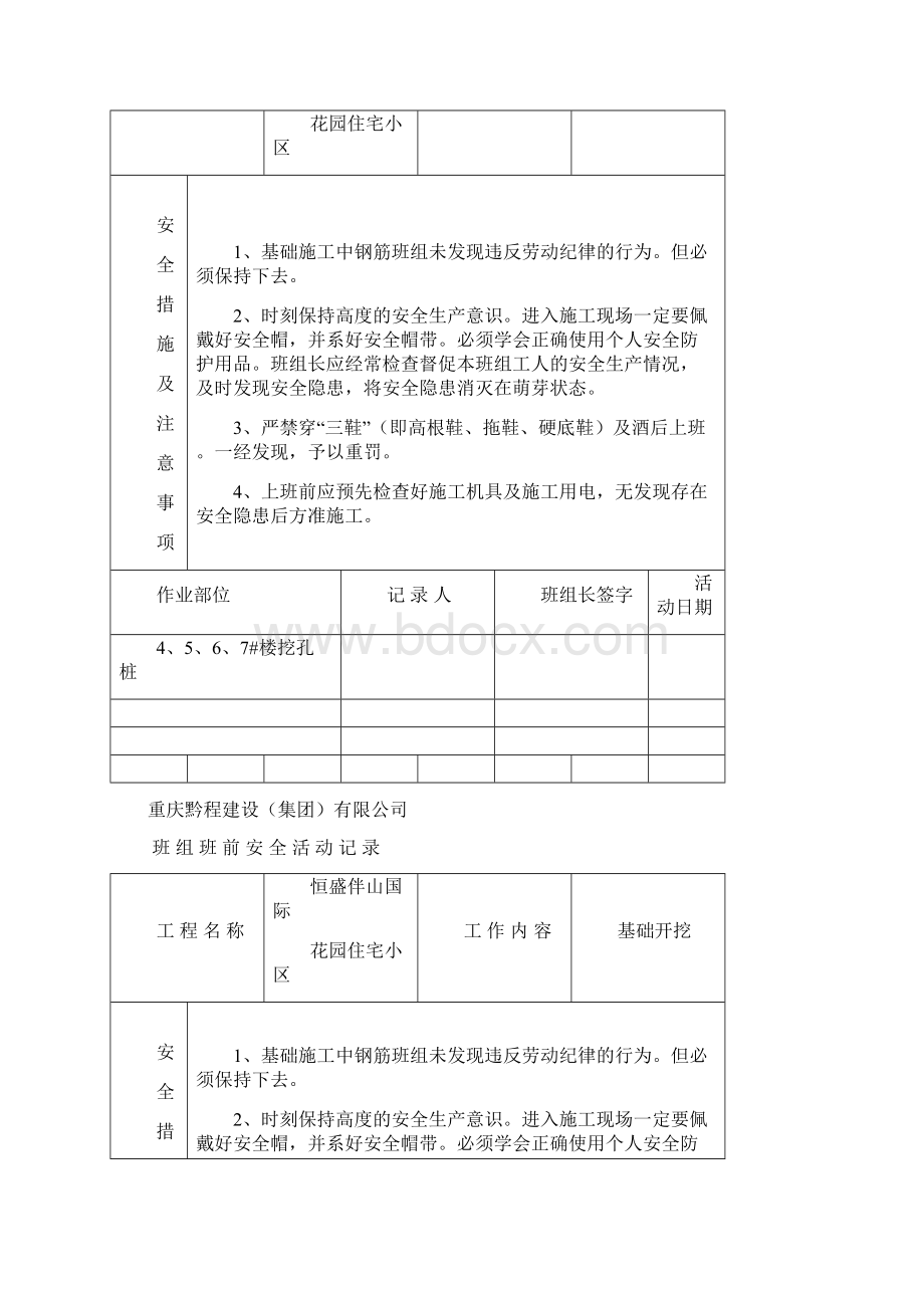 班 组 班 前 安 全 活 动 记 录Word格式.docx_第2页