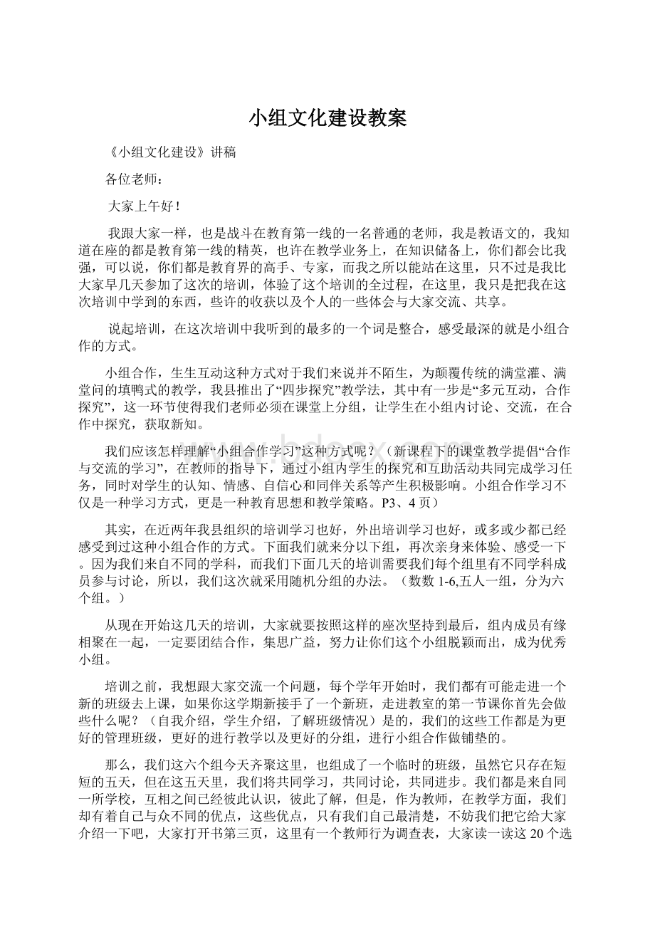 小组文化建设教案Word文档下载推荐.docx