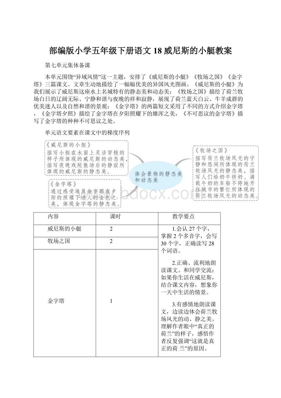 部编版小学五年级下册语文18 威尼斯的小艇教案文档格式.docx