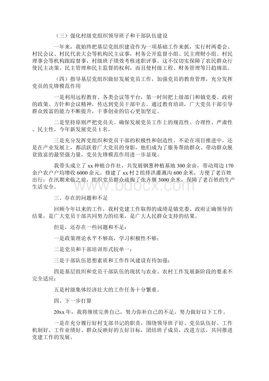 村支部书记述职报告范文四篇Word文件下载.docx_第2页