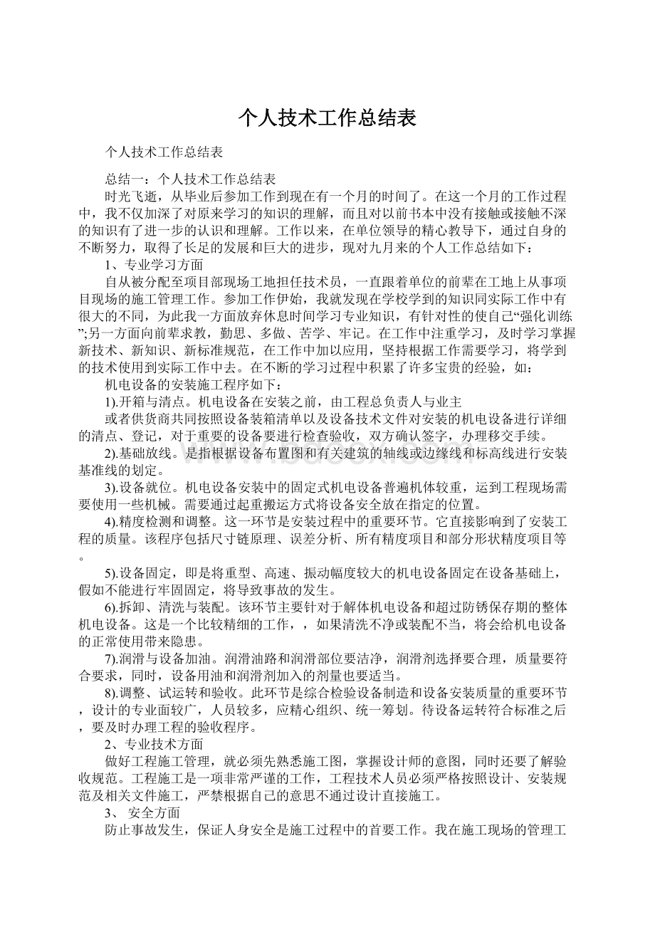 个人技术工作总结表.docx