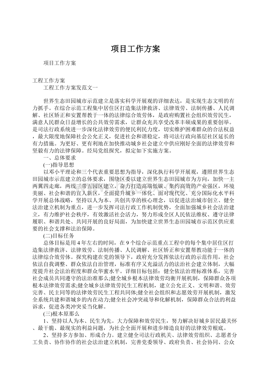 项目工作方案文档格式.docx