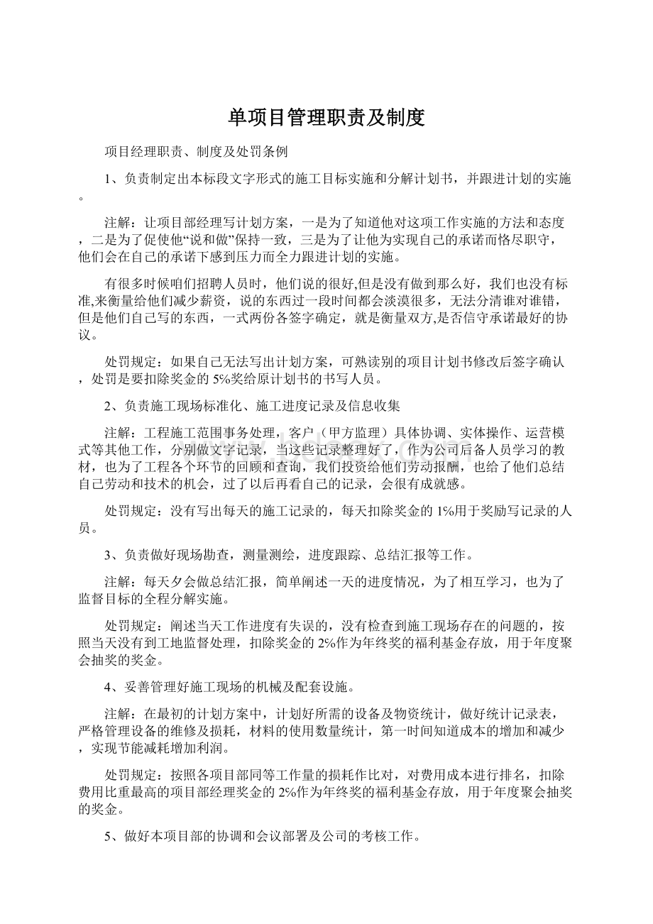 单项目管理职责及制度.docx