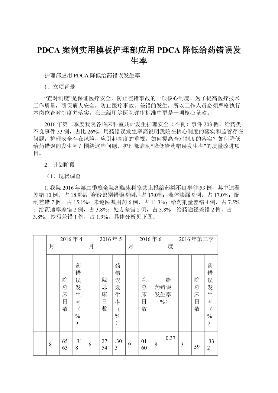 PDCA案例实用模板护理部应用PDCA降低给药错误发生率.docx_第1页