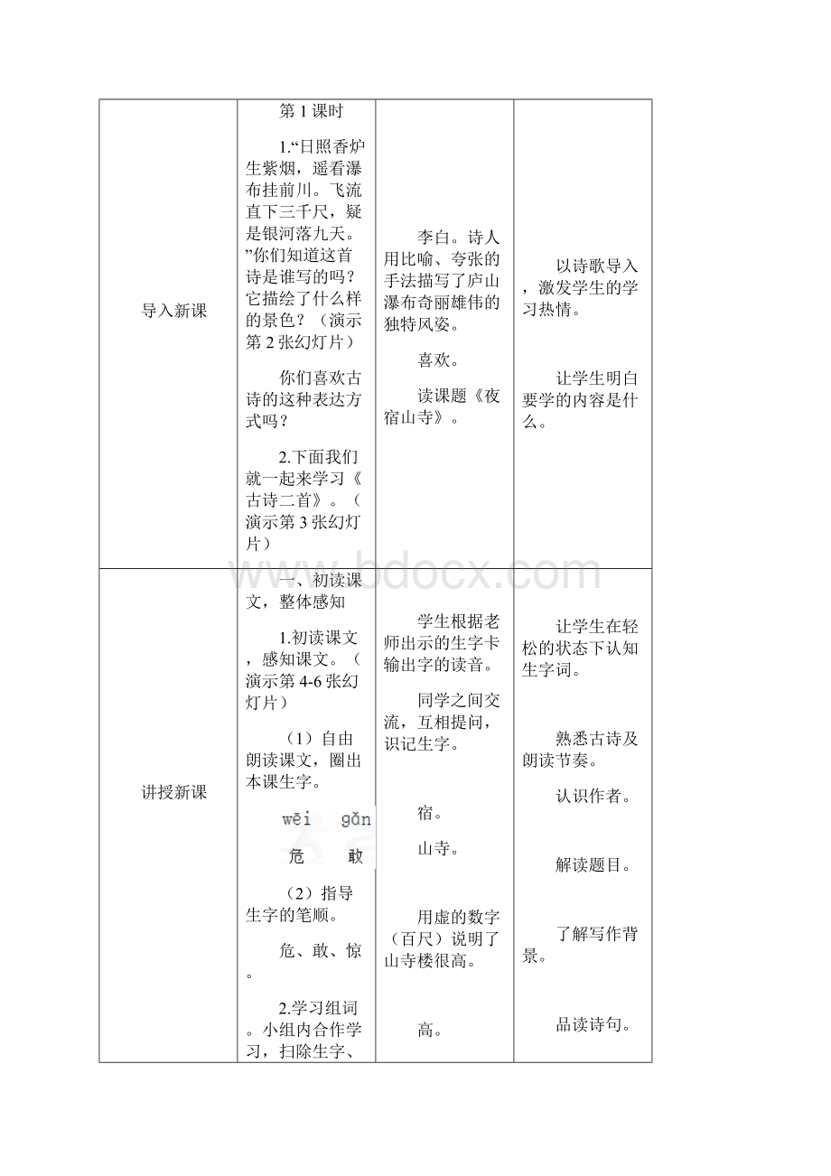 最新部编人教版二年级语文上册《古诗二首》教学设计Word格式.docx_第2页