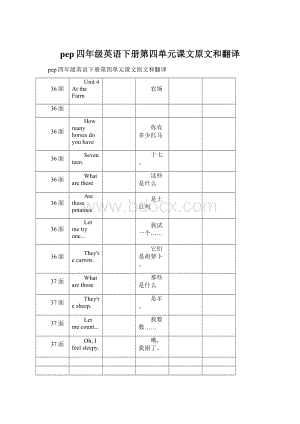 pep四年级英语下册第四单元课文原文和翻译Word文件下载.docx