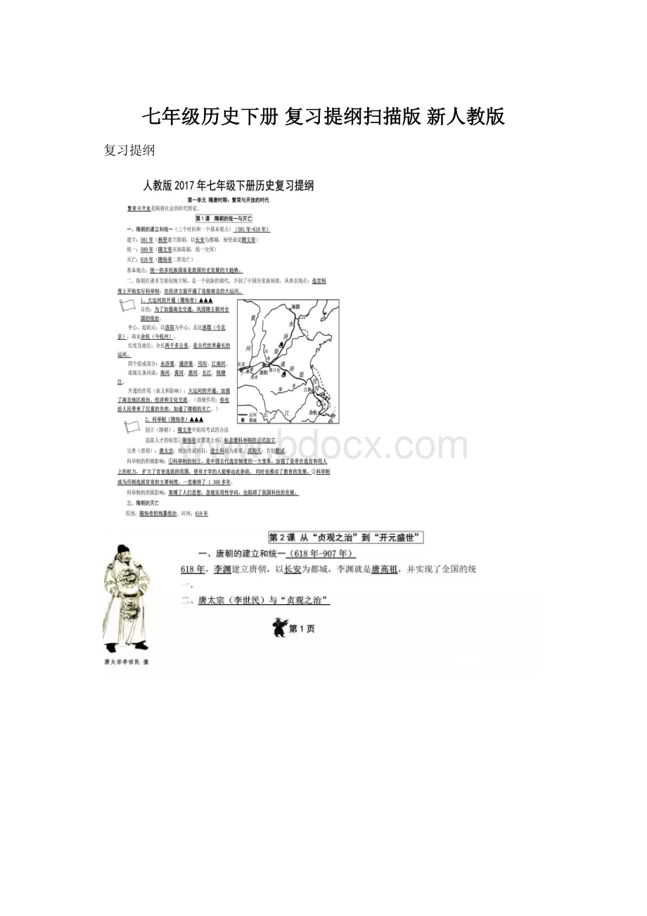 七年级历史下册 复习提纲扫描版 新人教版.docx