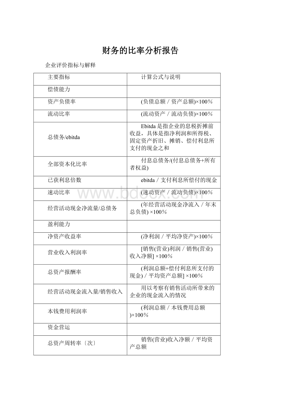 财务的比率分析报告.docx