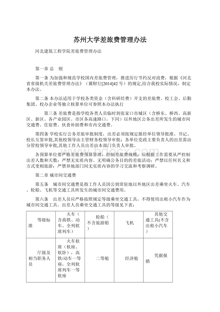 苏州大学差旅费管理办法Word文档下载推荐.docx_第1页