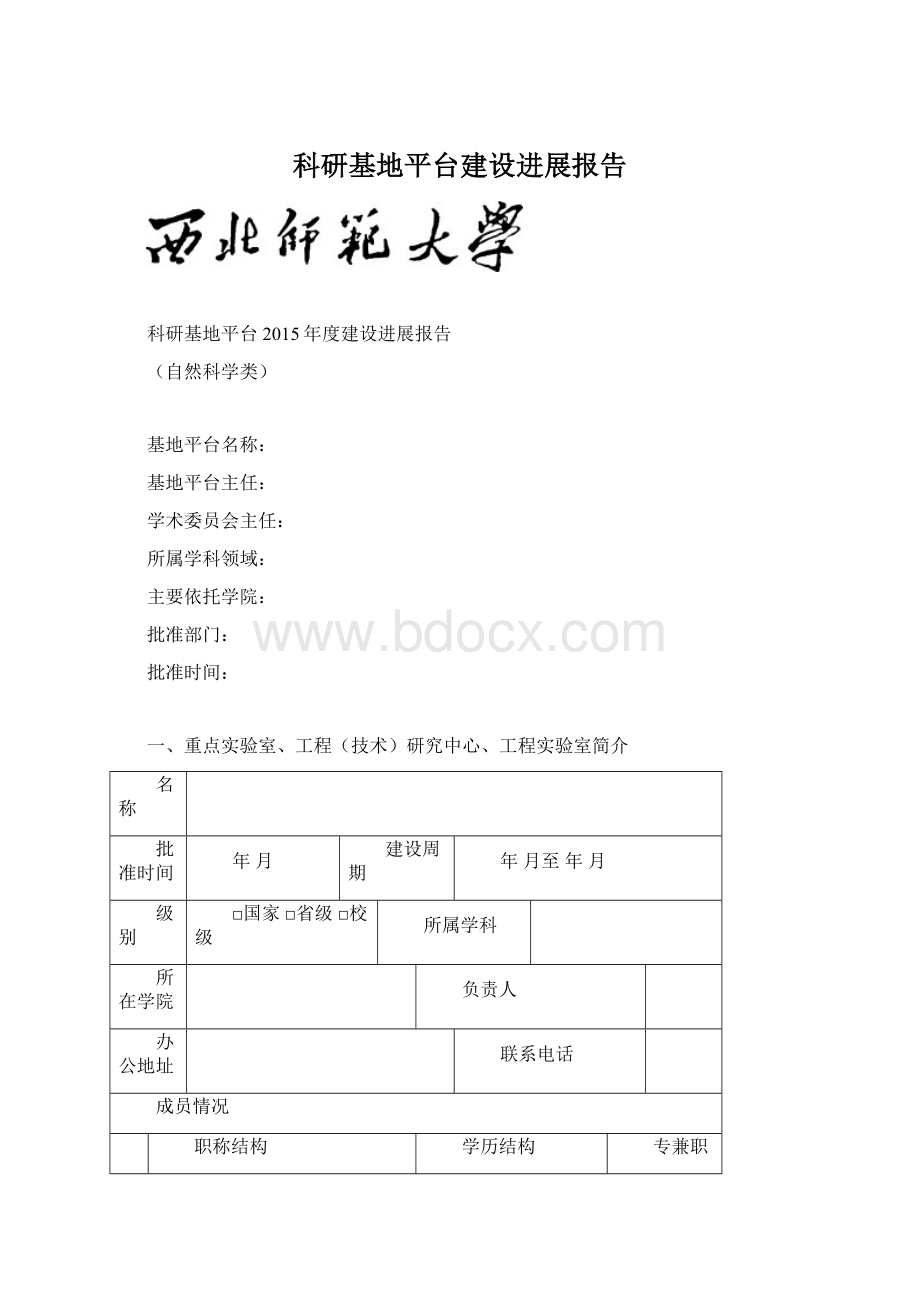 科研基地平台建设进展报告.docx