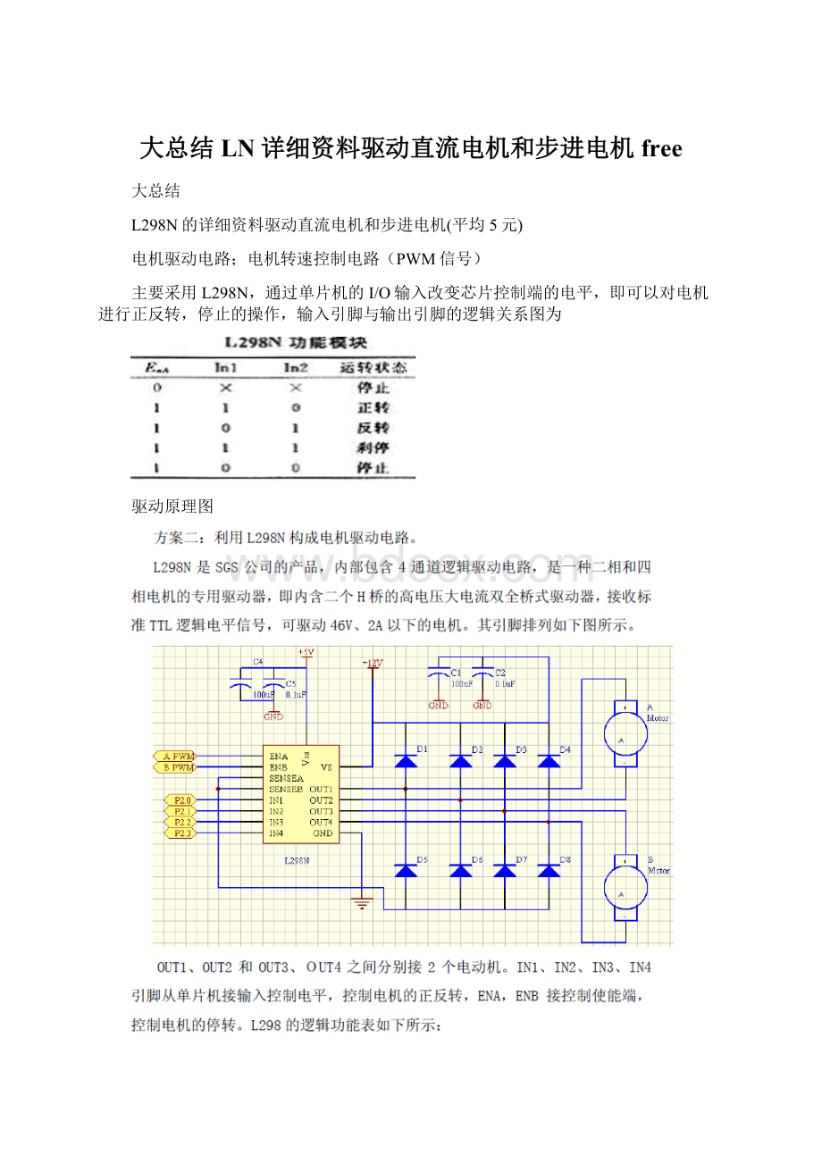 大总结LN详细资料驱动直流电机和步进电机freeWord格式.docx_第1页