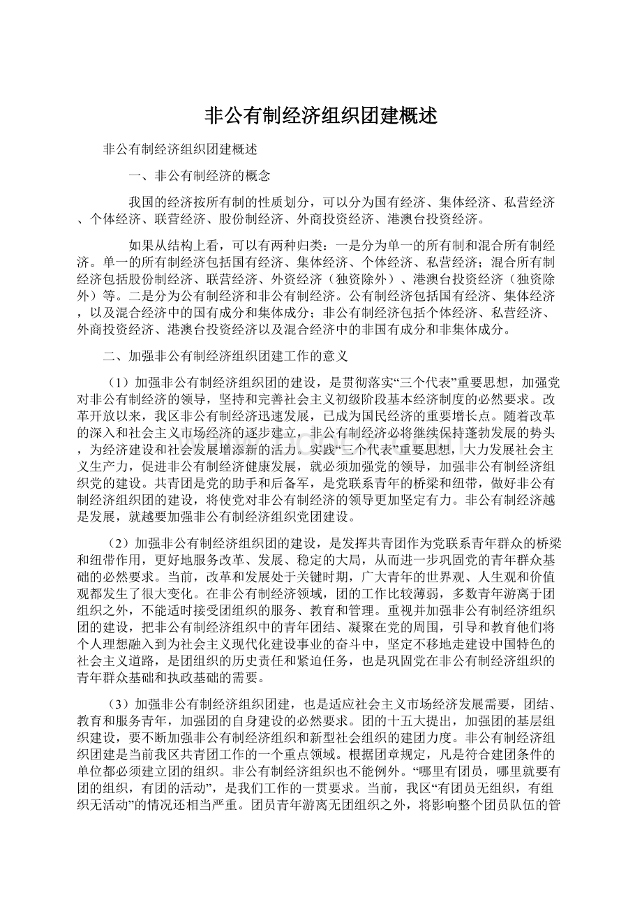 非公有制经济组织团建概述.docx