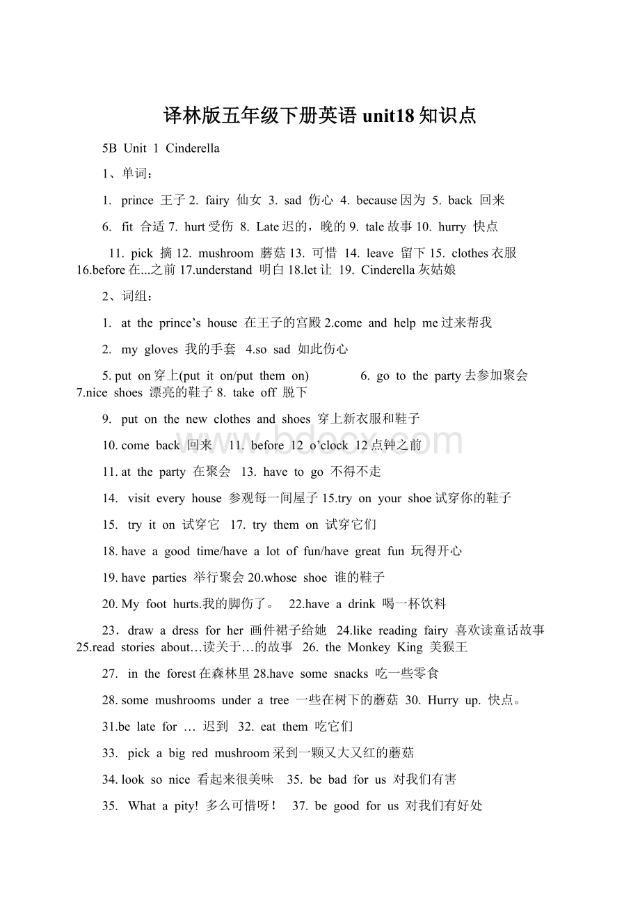 译林版五年级下册英语unit18知识点文档格式.docx