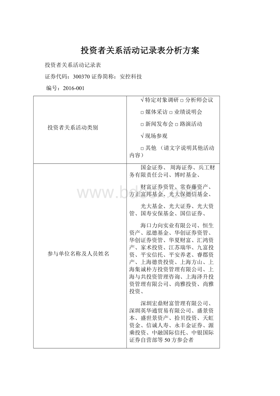 投资者关系活动记录表分析方案.docx_第1页