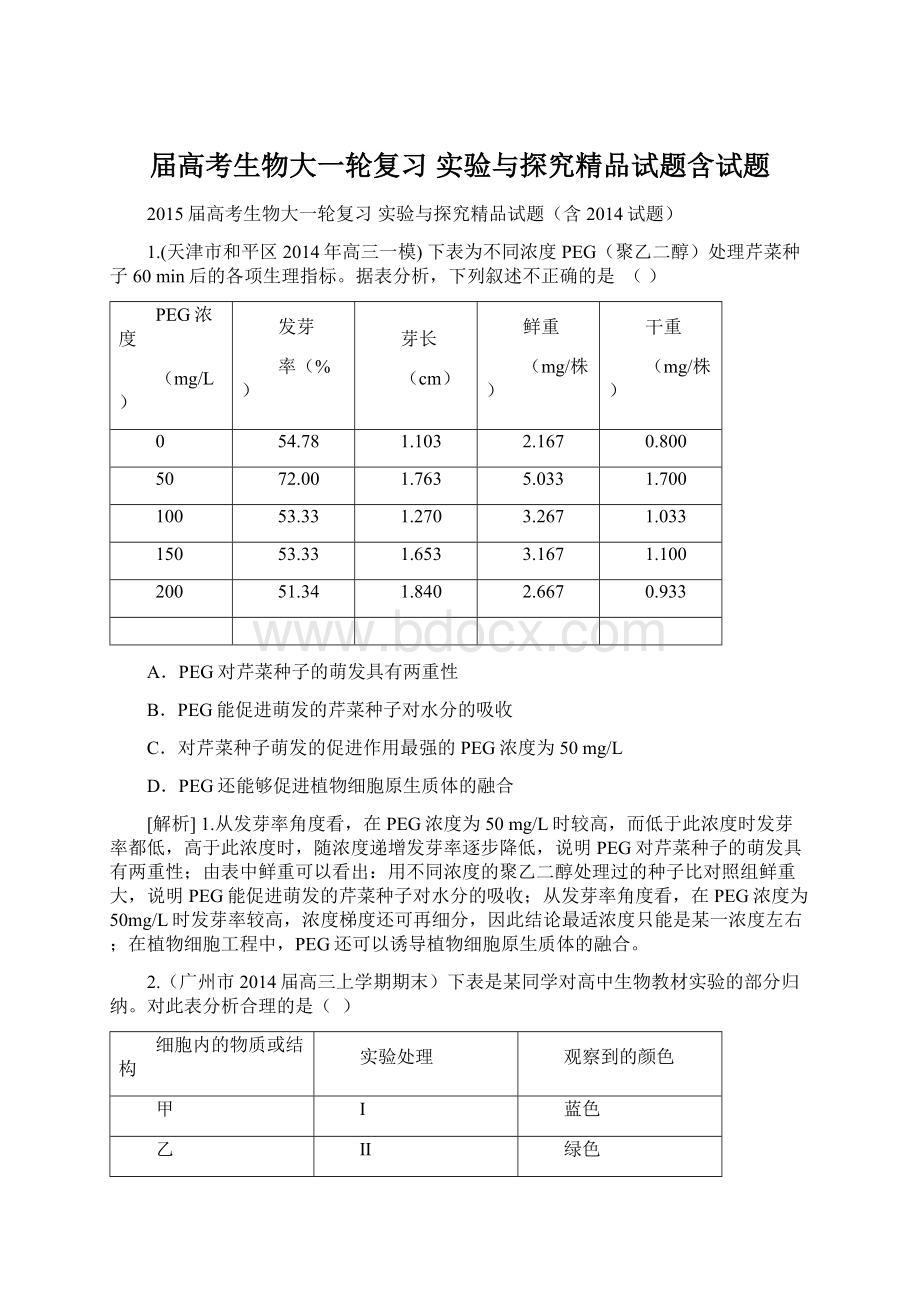 届高考生物大一轮复习 实验与探究精品试题含试题Word下载.docx