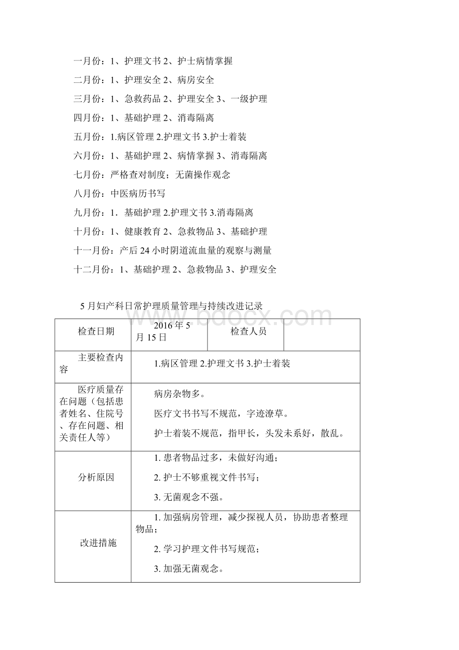 妇产科护理质量管理与持续改进科内自查Word文档格式.docx_第3页