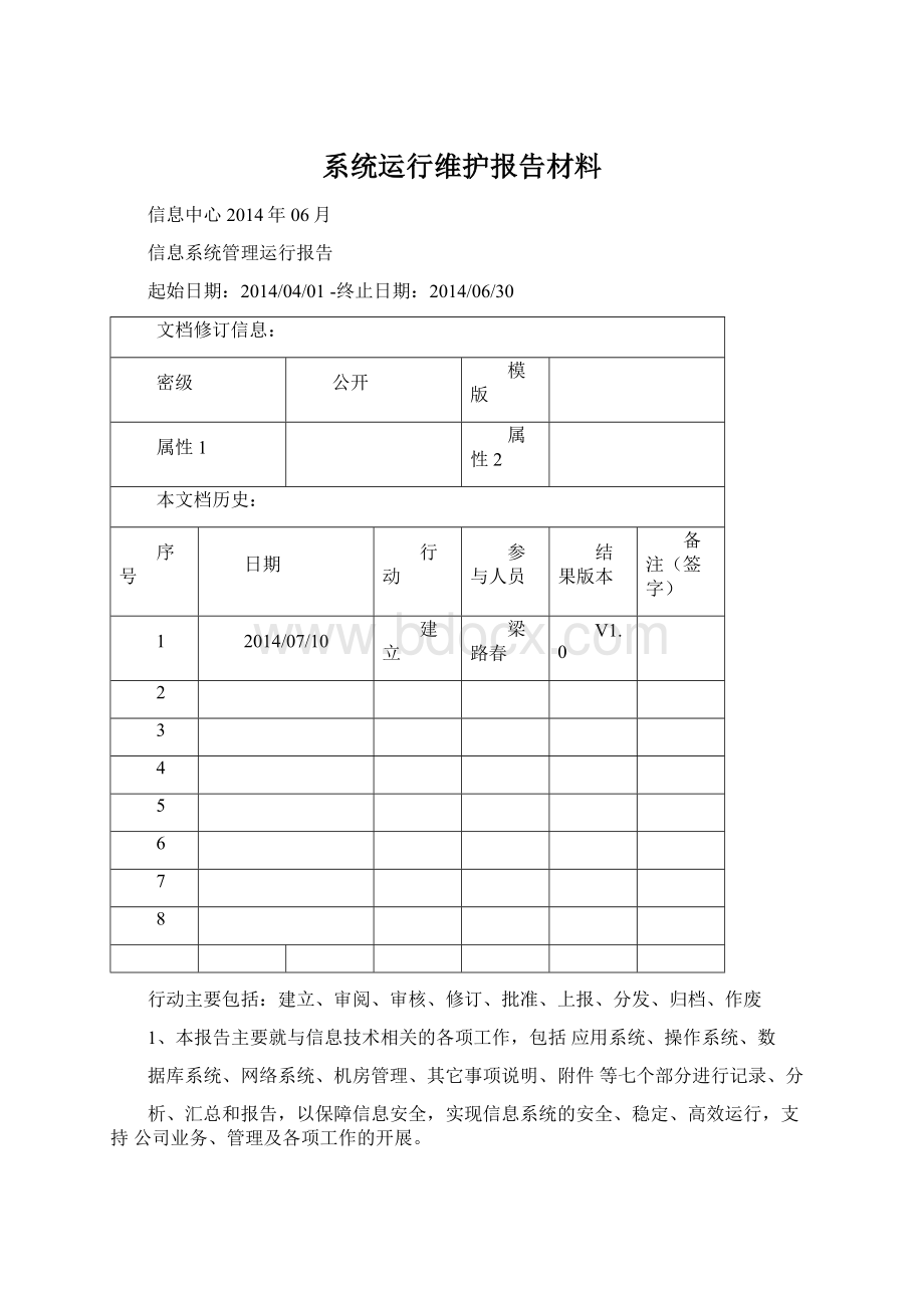 系统运行维护报告材料Word格式文档下载.docx