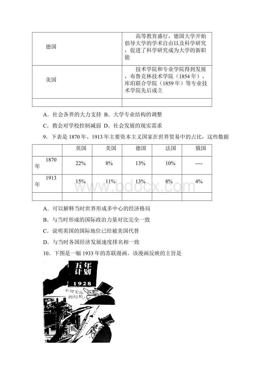 山东济宁市学年度高三第一学期期中教学质量检测历史试题及答案.docx_第3页