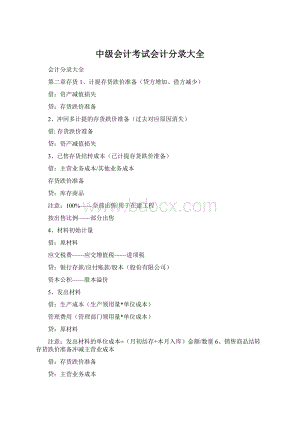 中级会计考试会计分录大全Word文件下载.docx