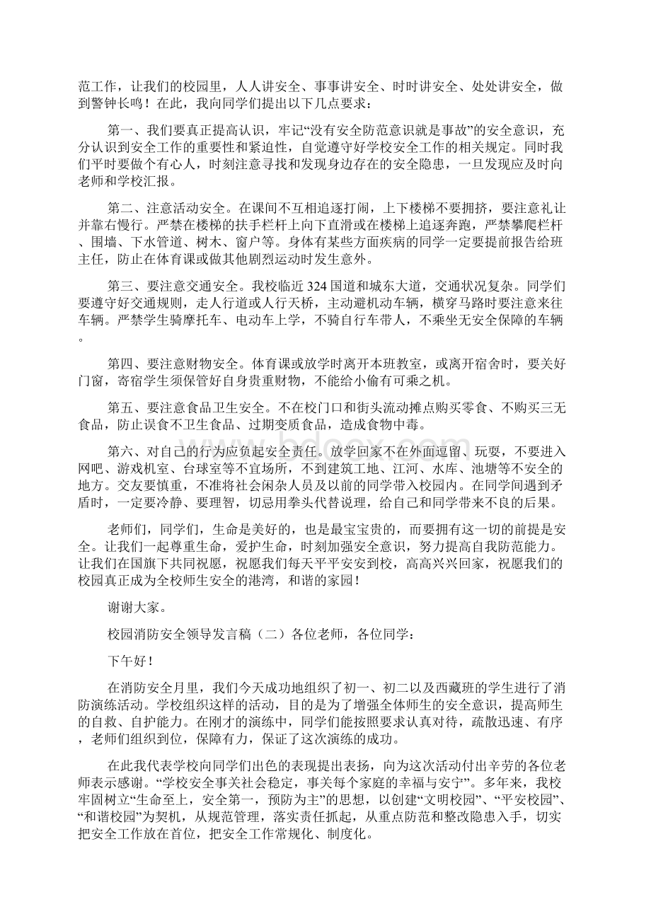 校园消防安全领导发言稿.docx_第2页