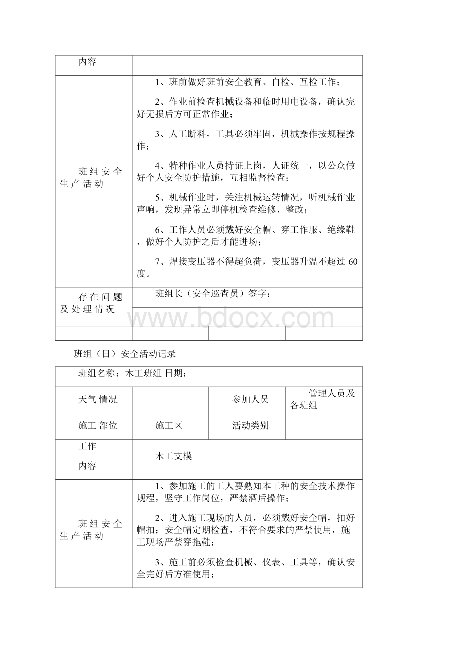 班组日安全活动记录Word格式文档下载.docx_第2页