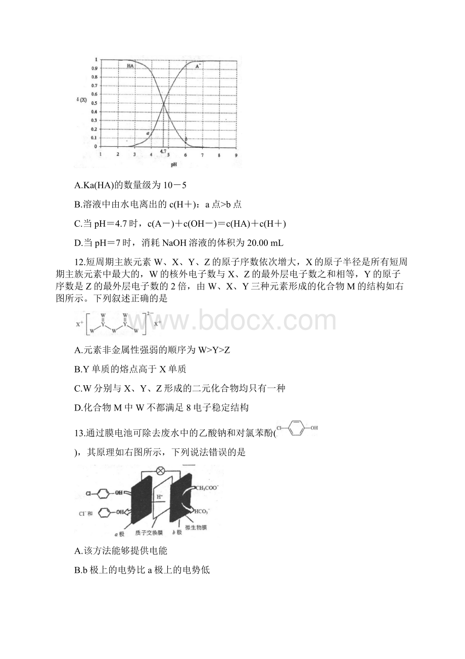 河北省唐山市届高三摸底考试+理综化学+Word版含答案Word格式.docx_第3页