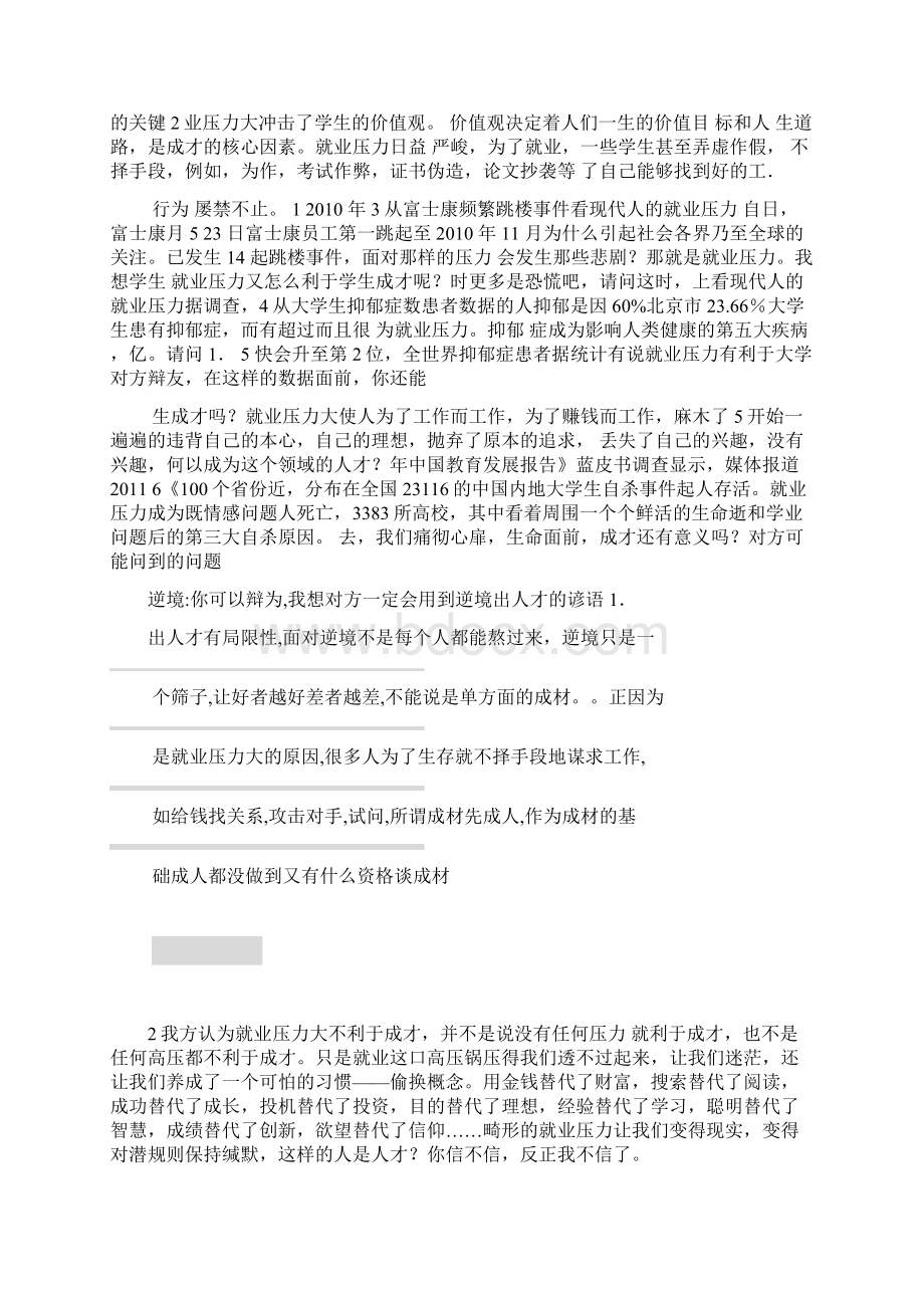 学生就业压力大是否利于成才辩论赛.docx_第2页