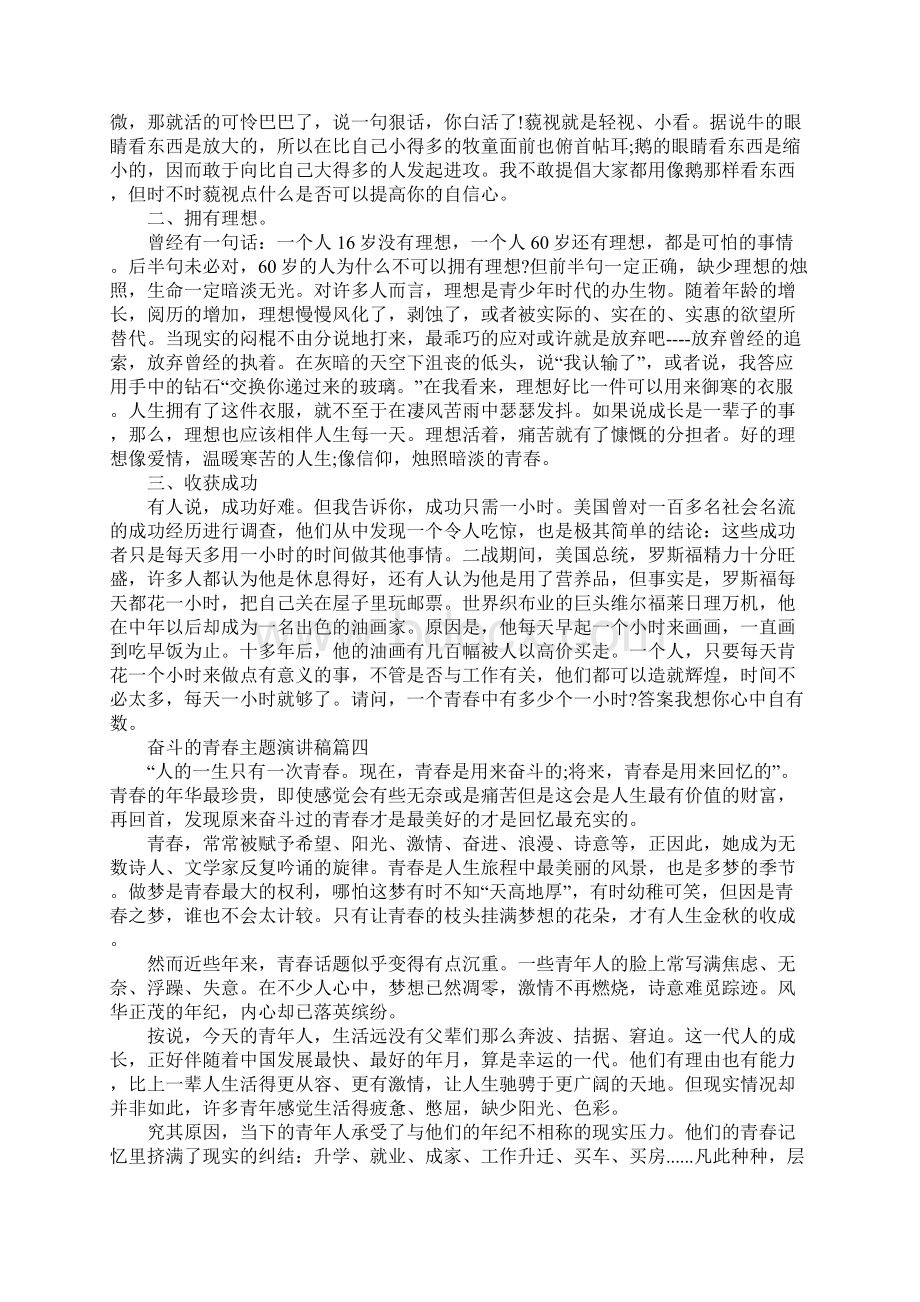 奋斗的青春主题演讲稿范文5篇Word格式文档下载.docx_第3页