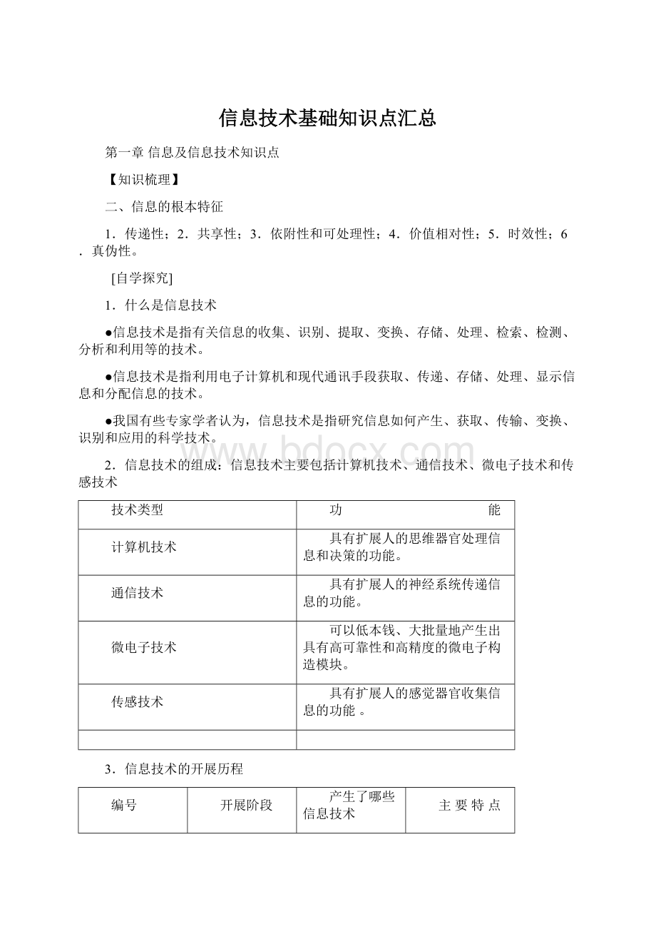 信息技术基础知识点汇总Word文件下载.docx_第1页