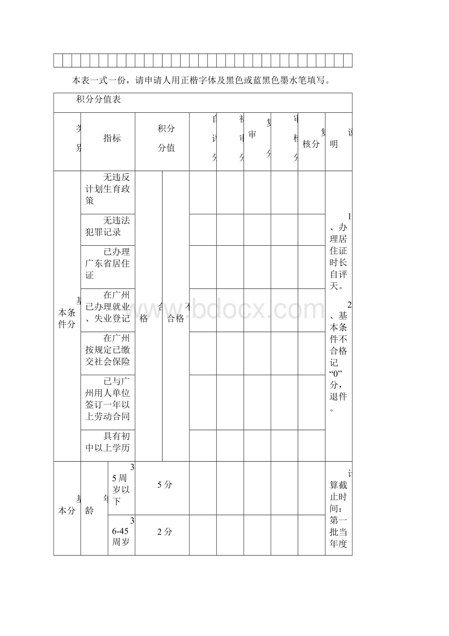 广州市农民工及非本市十城区居民户口城镇户籍人员积分制入户申请表下半年版.docx_第3页